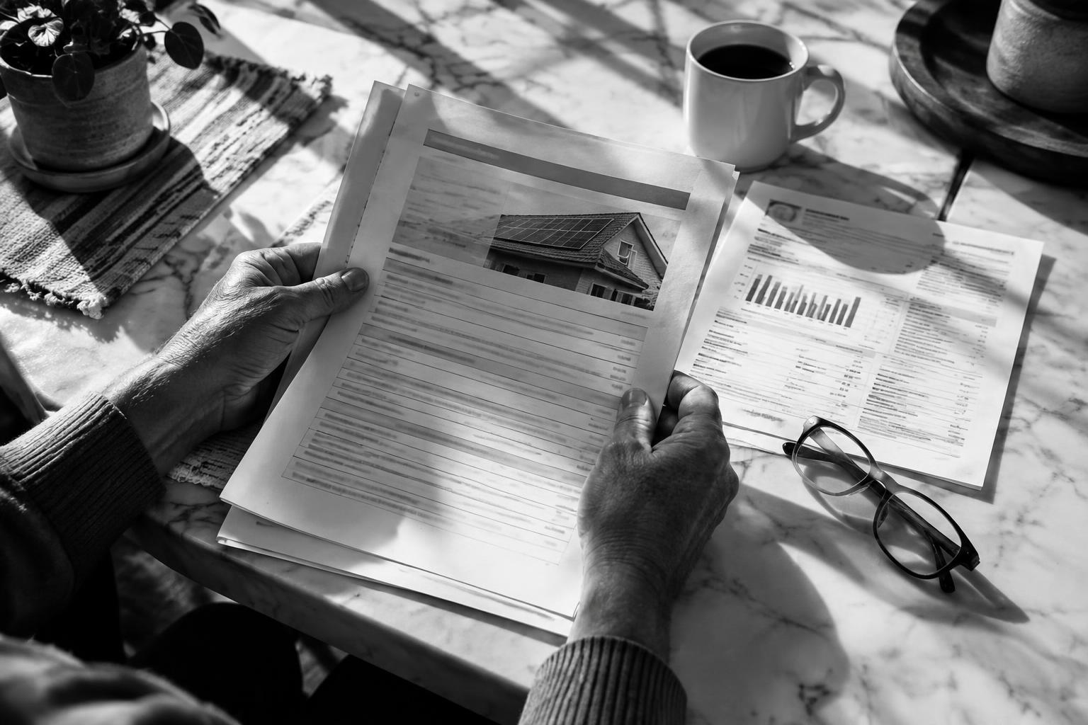 Homeowner reading a solar contract